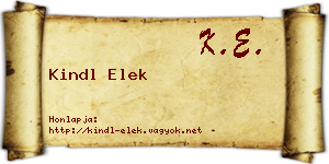Kindl Elek névjegykártya